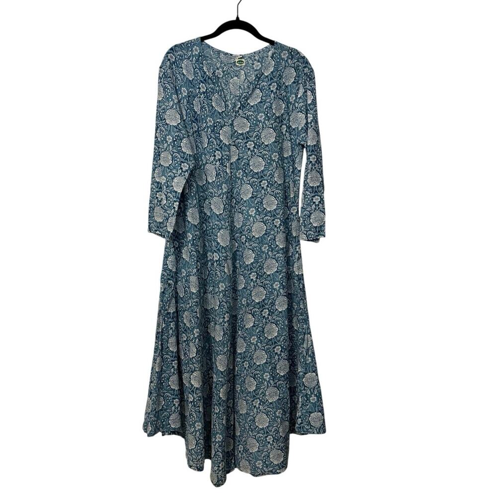 Tuckernuck Dolma 100% Cotton Blue White Floral Maxi Dress Size XL
